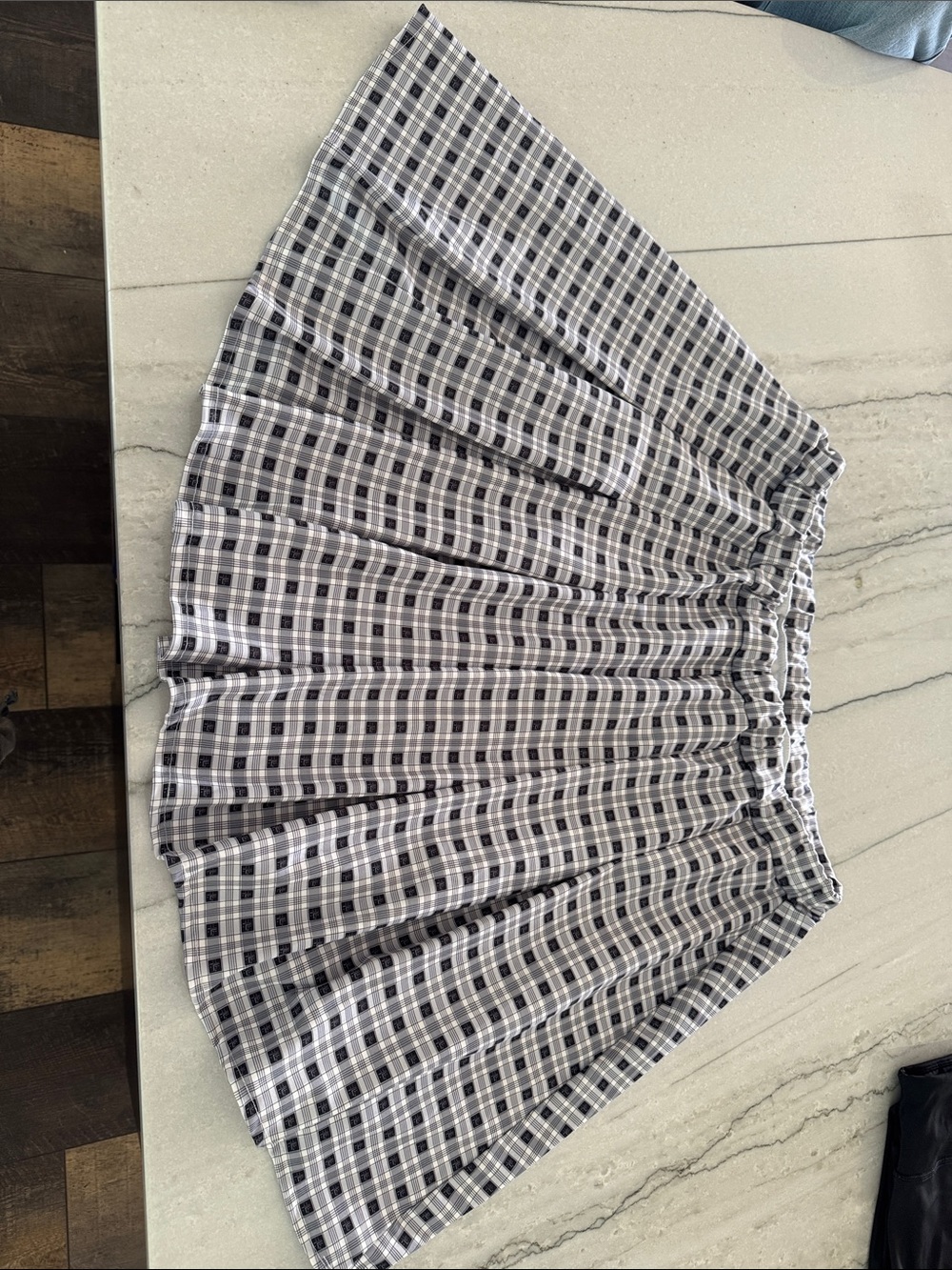 Black and White Plaid Pleated Circle Skirt